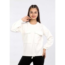 Kız 5/8 Yaş Bağcıklı Cepli 2 Ip Şardonlu Sweat