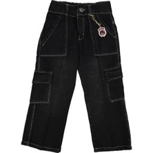 Kız 6/10 Yaş Cotton Kargo Siyah Neon Pantalon