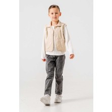 Kız 2/5 Yaş Incili Yelekli Kot Pantolonlu Takım