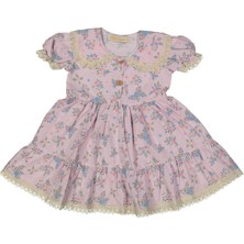 Kız 2/5 Yaş Çiçek Baskılı Dantelli Elbise