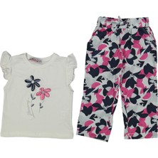 Kız 2/5 Yaş Çiçek Nakışlı 2li Takım