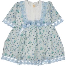 Kız 2/5 Yaş Kare Yaka Fistolu Fiyonklu Empirme Elbise