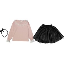 Kız 6/9 Yaş Tüllü Deri Etekli Takım