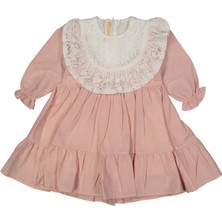 Kız 2/5 Yaş Keten Pamuk Dantel Yakalı Elbise