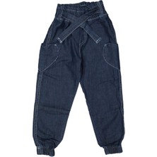 Kız 3/7 Yaş Kalp Cepli Lastikli Kot Pantolon