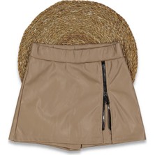 Kız 6/14 Yaş Deri Fermuarlı Şort Etek