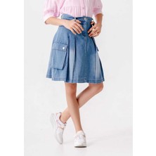 Kız 10/15 Yaş Körük Cepli Şort Etek