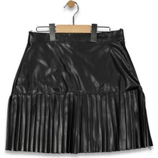 Kız 13/16 Yaş  Deri Pliseli Mini Etek