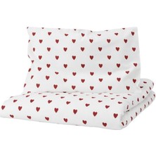 Barndröm, Bebek Nevresim Takımı, Beyaz-Kırmızı, 110X125/35X55 cm