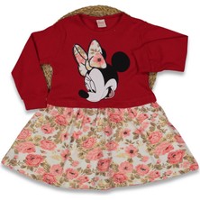 Kız 2/5 Yaş Miki Baskılı Çiçek Desenli Elbise