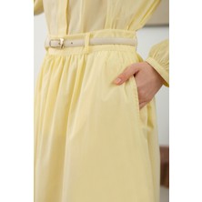 Büzgülü Pamuk Etek Soft Sarı