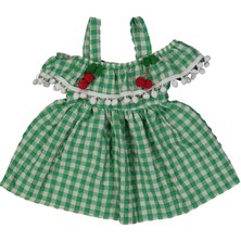 Kız 1/5 Yaş Kareli Kiraz Askılı Elbise