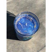 İmran Kimya ve Kauçuk Skyfcandle - Altın Sarısı Sedefli Bardakta Mavi ''Starry Night'' Temalı Jel Mum (Kedili Etiketli)