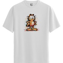 Color Luxe Abstract Cat - Pamuklu Erkek Beyaz Tişört - Premium Quality