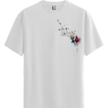Color Luxe Geometric Floral - Pamuklu Kadın Beyaz Tişört - Premium Quality