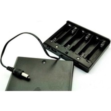 6'lı Aa Pil Yuvası (Kapaklı ve Switchli) Barrel Jack