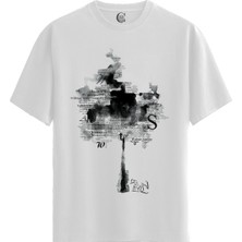 Color Luxe Ink Text Tree - Pamuklu Kadın Beyaz Tişört - Premium Quality