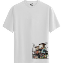 Color Luxe Urban Patchwork - Pamuklu Kadın Beyaz Tişört - Premium Quality