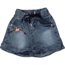 Kız 2/5 Yaş Çiçek Tokalı Fırfırlı Şort