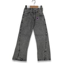 Kız 3/7 Yaş Cotton Jeans Blck Rock Yuksek Bel Paça Yırtm Pantalon