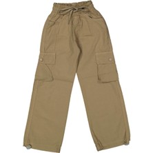 Kız 6/10 Yaş Kargo Cepli Paça Stoperli Keten Pantolon