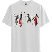 Color Luxe Abstract Dancers - Pamuklu Erkek Beyaz Tişört - Premium Quality