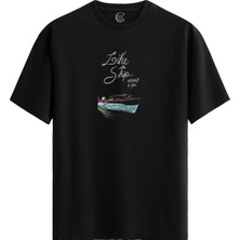 Color Luxe Ship Without Sail Pamuklu Kadın Siyah Tişört - Premium Quality