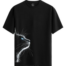 Color Luxe Neon Cat Pamuklu Erkek Siyah Tişört - Premium Quality