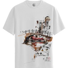 Color Luxe Canal Reflection -  Pamuklu Erkek Beyaz Tişört - Premium Quality
