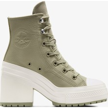 Converse Chuck 70 De Luxe Heel Unisex Haki Deri Platform Sneaker
