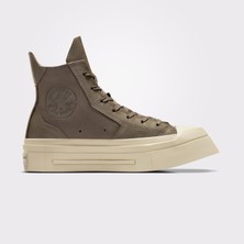 Converse Chuck 70 De Luxe Squared Unisex Haki Deri Platform Sneaker