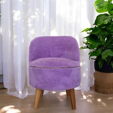 Lila Teddy Kumaş Çay Seti Ikili Koltuk Berjer ve Sandık Puf Takımı (Salon, Balkon, Ofis) 3'lü Takım