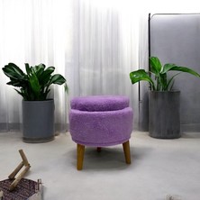 Lila Teddy Kumaş Çay Seti Ikili Koltuk Berjer ve Sandık Puf Takımı (Salon, Balkon, Ofis) 3'lü Takım