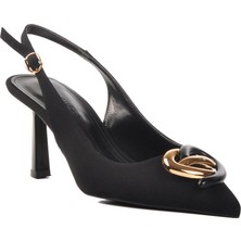 Ayakmod 575010 Z Siyah Saten Kadın Topuklu Ayakkabı Stiletto