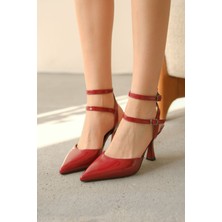 Moda Adam Kadın Reyes Sivri Topuklu Ayakkabı - Bordo-Rugan