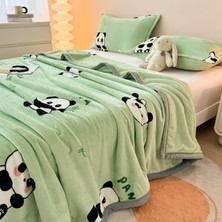 Out Yuy 1 Parça Panda Battaniye Yumuşak Rahat Kadife Battaniye 100*120CM Yeşil (Yurt Dışından)