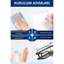 Mutfak Rafı Yapışkanlı Baharatlık 3 Lü Set Organizer Düzenleyici
