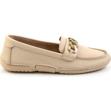 Bambi Bej Leather Kadın Loafer Ayakkabı K01028130303