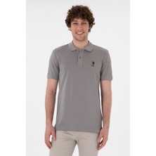 U.S. Polo Assn. Erkek Slim Fit Polo Yaka Koyu Gri Basic Tişört 50298041-VR080