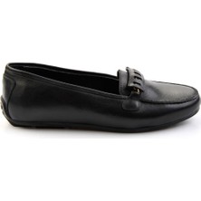 Bambi Siyah Leather Kadın Loafer Ayakkabı K01087230403