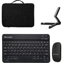 Microcase Lenovo Ideapad Pro (2025) TB375FC 12.7 Inch Tablet Için Türkçe Bluetooth Klavye+Mouse+Tablet Standı-Siyah AL8126