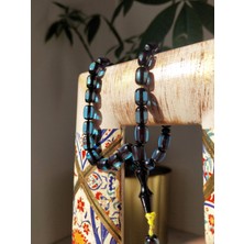 Sancaktar Tesbihçilik Sürmeli Ateş Kehribar Tesbih - Kapsül Kesim Taneler (8x11 mm), Osmanlı Saçaklı Püskül, Şık ve Zarif Tasarım