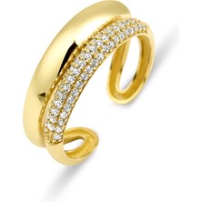 Kairos Jewelry 14 Ayar Altın Çift Sıra Açık Tasarım Yüzük KRS174-14GRZ