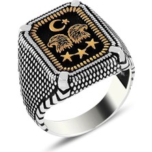 Çift Başlı Kartal ve Ay Yıldız Motifli Gümüş Yüzük