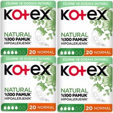 Kotex Natural Normal Hijyenik Ped 20'li Pamuklu Cilt Dostu Özellikler ile Rahatlık
