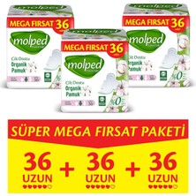 Molped Pure Soft Mega Fırsat 36 Lı x 3 Adet Uzun Ultra Hijyenik Pedler Cilt Dostu ve Rahat