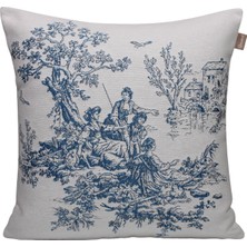 Belıeve Toıle Mandyjakarlı Dokuma Goblen  Dekoratif Fransız Köylüleri Mavi  Kırlent 45 x 45