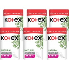 Kotex Natural Hipoalerjenik Süper Ped 16'lı x 6 Adet Uzun Kullanım İçin Konforlu