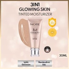 Note Cosmetics Note 3in1 Glowing Skin Tinted Nemlendirici 50 ml Karma Ciltler İçin E Vitamini ile Canlandırıcı Etki