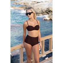 Estiva Drapeli Kaplı Straplez Bikini Takımı - Siyah